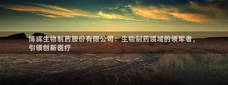 usdt九游会老哥俱乐部：博晖生物制药股份有限公司：生物制药领域的领军者，
引领创新医疗